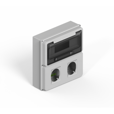 Caja ip65 12 polos con modulo para 2 tomas