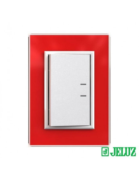 Tapa cristal rojo 5x10cm con bastidor y ribetes blanco