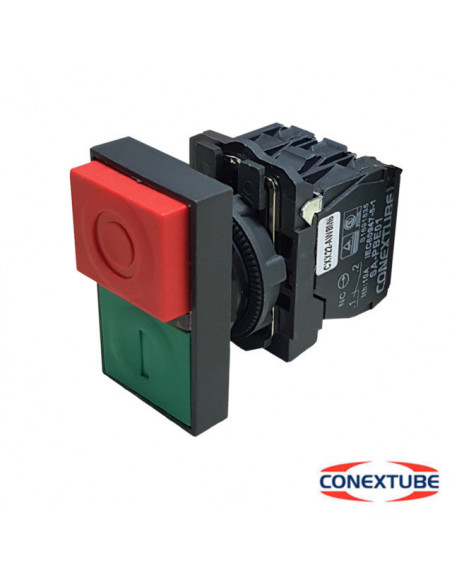 Pulsador conextube doble rojo/verde con aux. na + nc