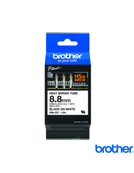 Cinta Brother termocontraible blanco/negro 8.8mm