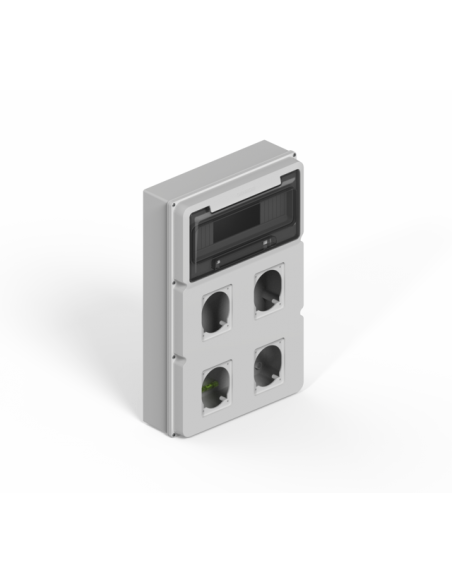 Caja ip65 12 polos din con 2 modulos para 4 tomas