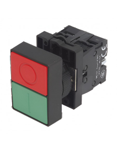 Pulsador doble CNC LAY5-EL8425 verde-rojo plastico