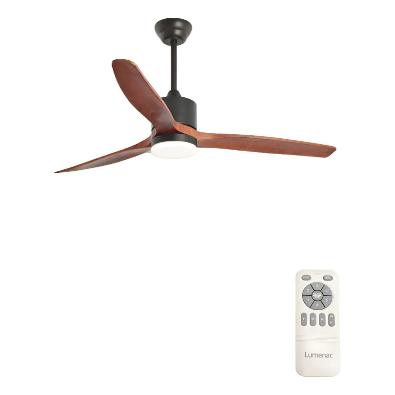 VENTILADOR LUMENAC FOREST TECHO LUZ ASPAS MASERA NEGRO